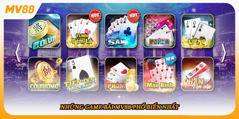Những game bài MV88 phổ biến nhất